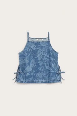Kuviollinen farkkutoppi | Vaalea denim | Naiset | Kappahl