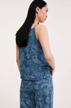 Kuviollinen farkkutoppi | Vaalea denim | Naiset | Kappahl