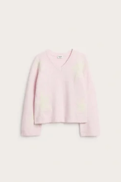 Kuviollinen neulepusero, jossa on v-pääntie | Pinkki | Lapset | Kappahl