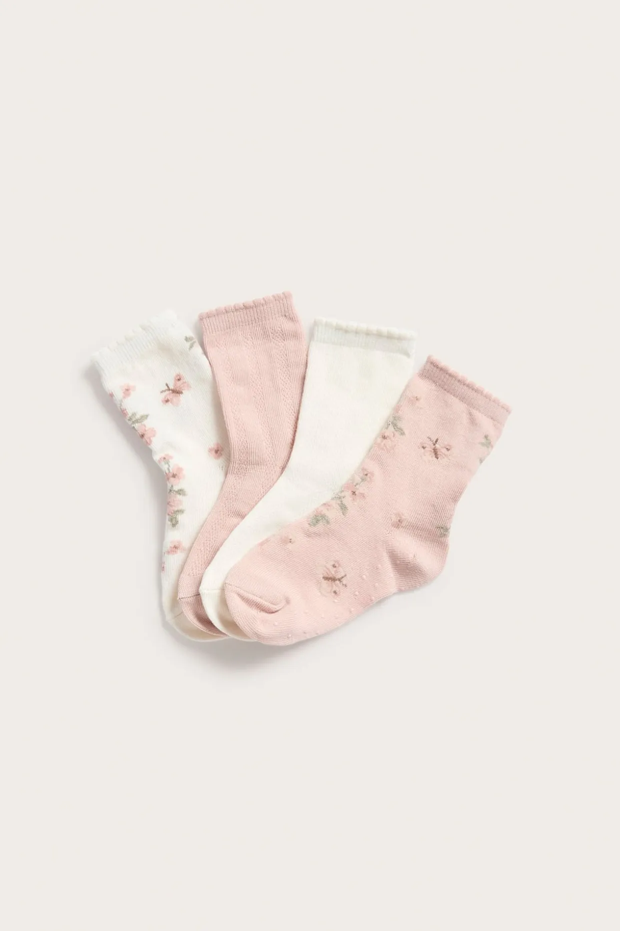 Kuviolliset sukat, 4-pack | Luonnonvalkoinen | Lapset | Newbie