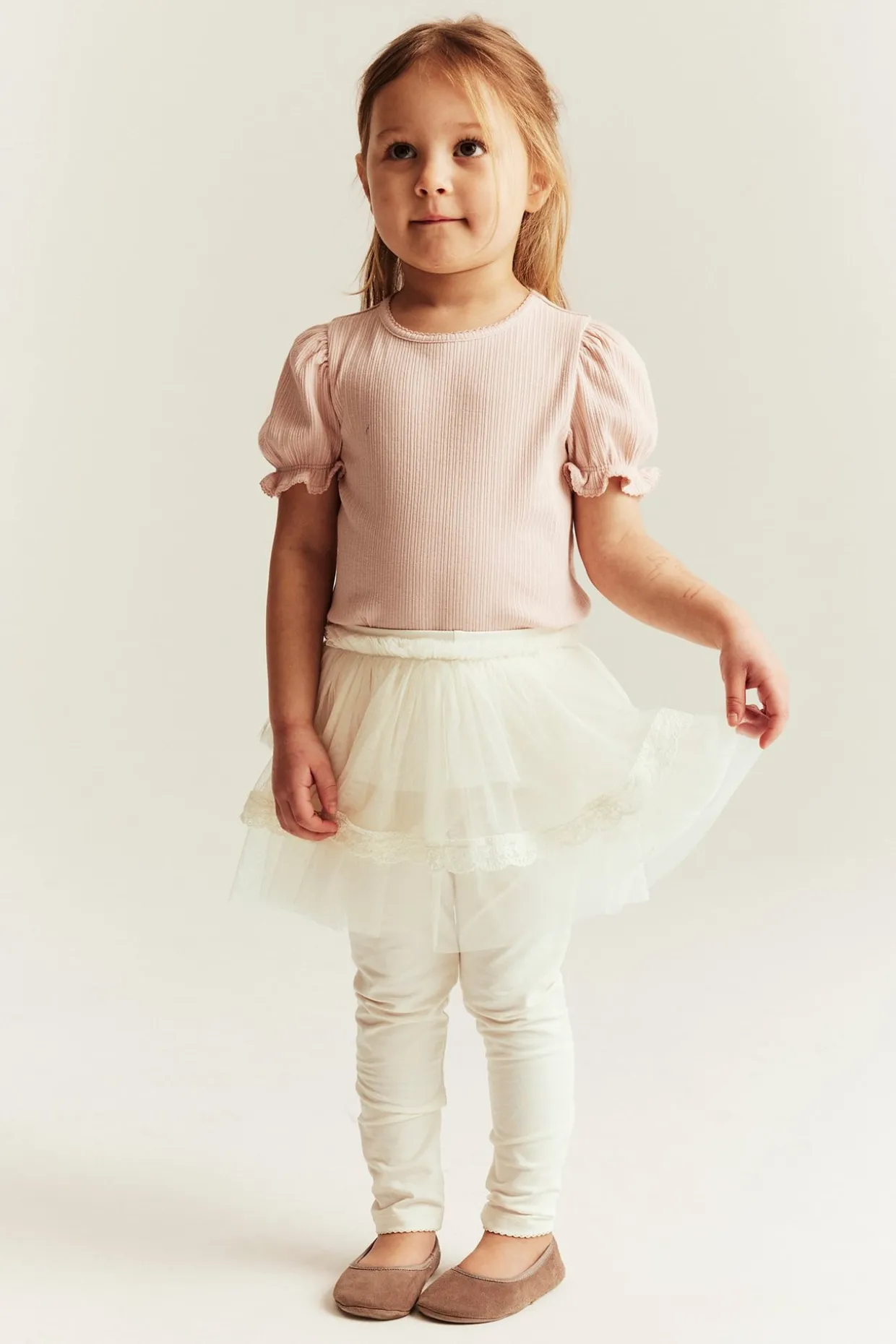 Leggingsit, joissa tyllihame | Luonnonvalkoinen | Lapset | Newbie