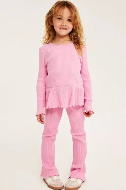 Levenevät leggingsit ribatusta trikoosta | Pinkki | Lapset | Kappahl