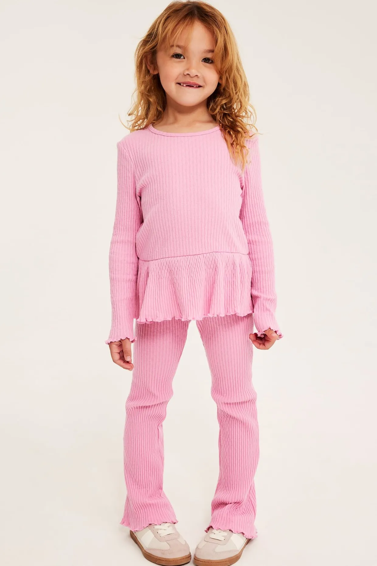 Levenevät leggingsit ribatusta trikoosta | Pinkki | Lapset | Kappahl