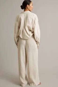 Leveät pellavahousut | Beige | Naiset | Kappahl