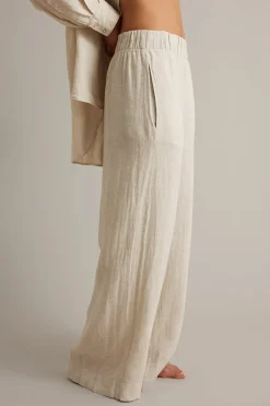 Leveät pellavahousut | Beige | Naiset | Kappahl
