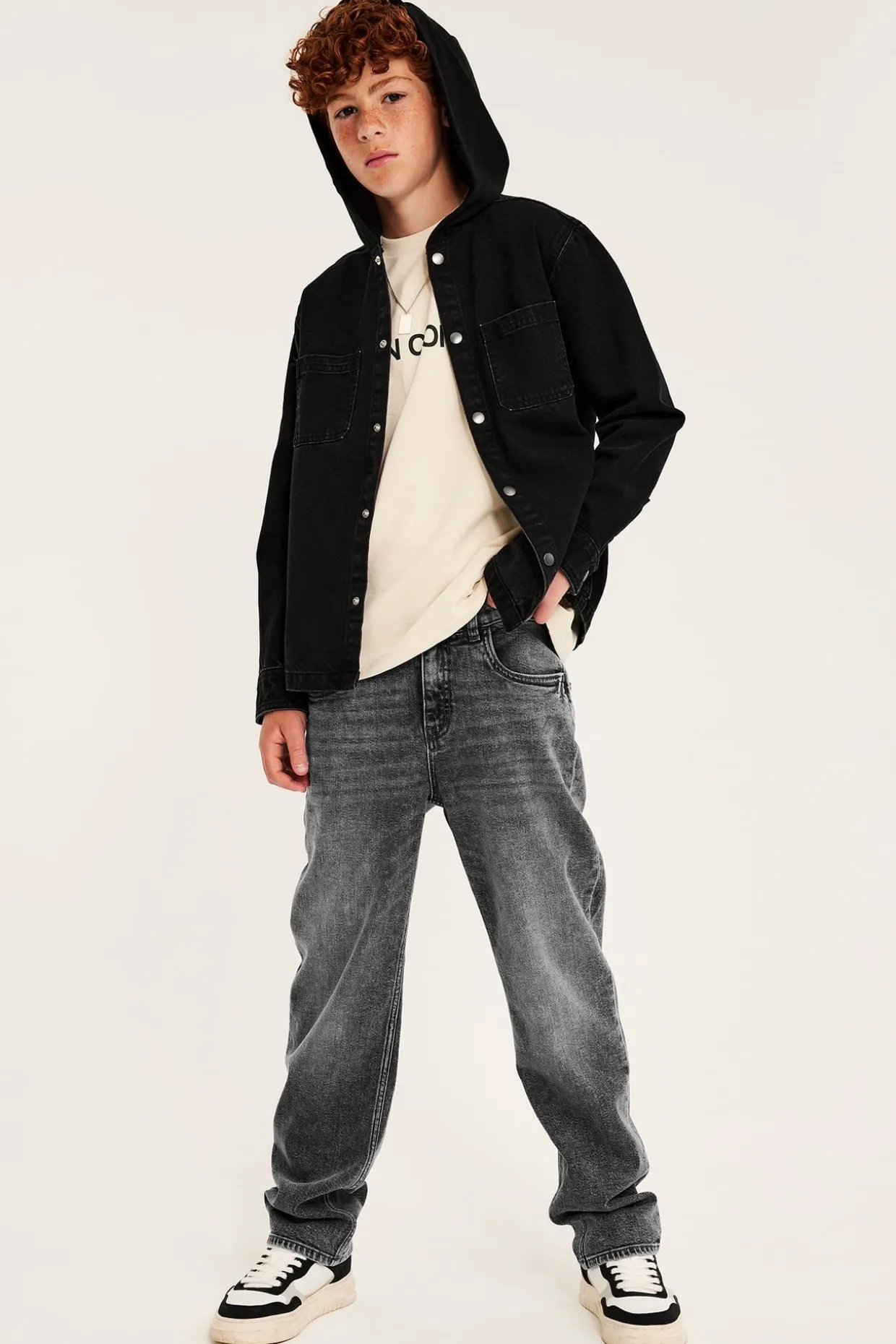 Loose jeans mid waist | Hopeanharmaa | Lapset | Kappahl