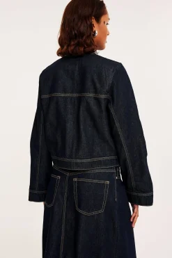 Lyhyemmän mallinen farkkutakki | Tumma denim | Naiset | Kappahl