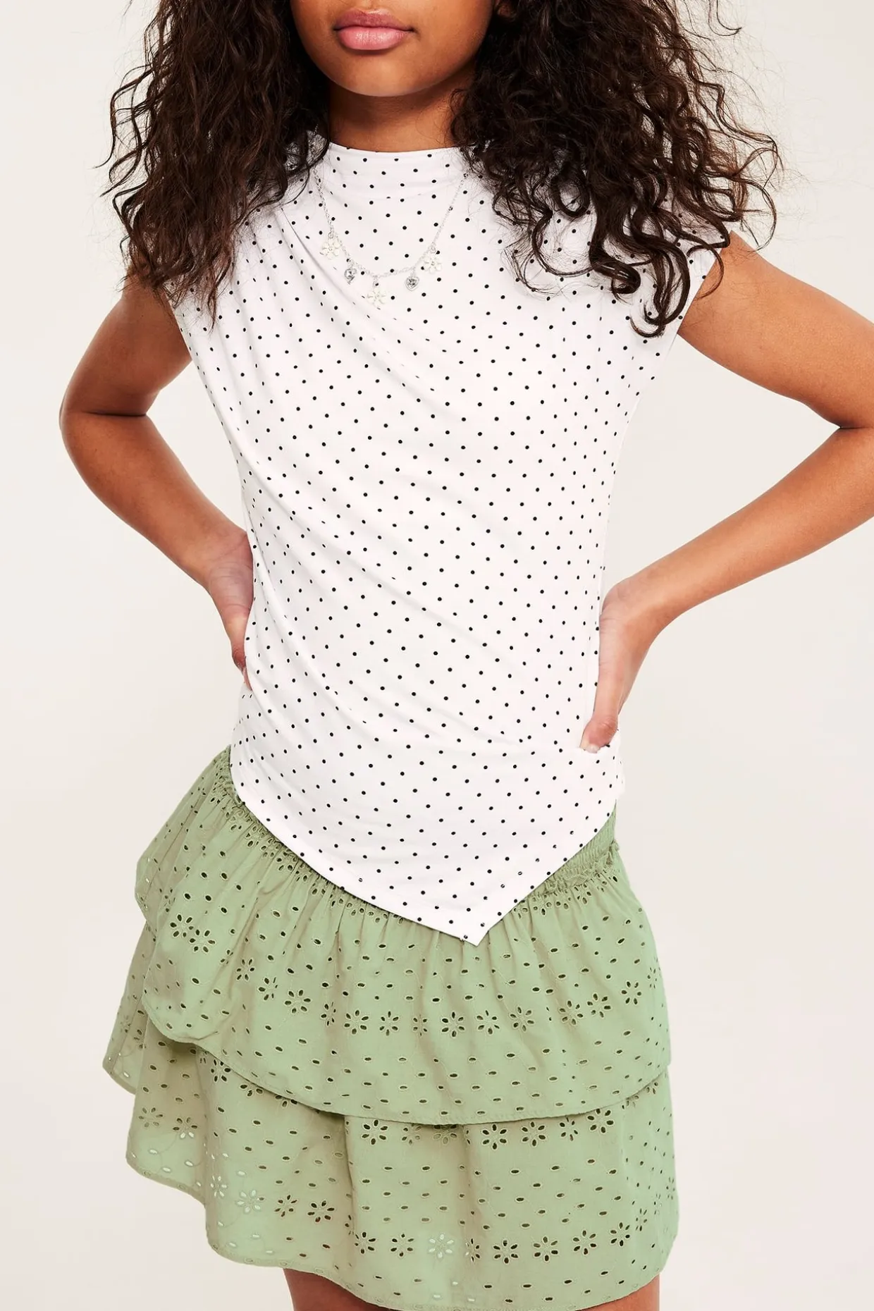 Lyhyt hame, broderie anglaise | Tummanvihreä | Lapset | Kappahl