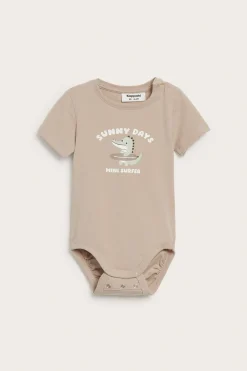 Lyhythihainen body krokotiilikuviolla | Beige | Vauvat | Kappahl
