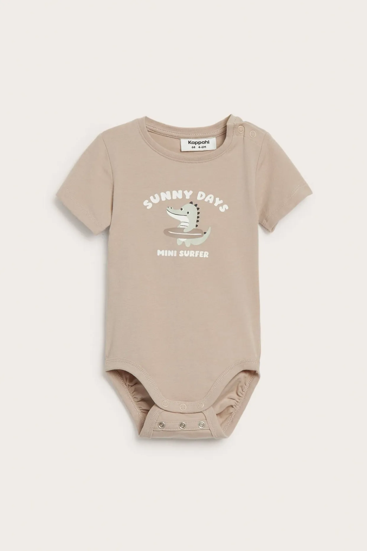 Lyhythihainen body krokotiilikuviolla | Beige | Vauvat | Kappahl