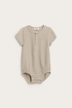 Lyhythihainen body musliinikankaasta | Beige | Vauvat | Kappahl