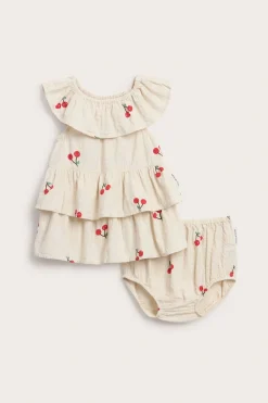 Lyhythihainen kirsikkakuvioinen mekko | Beige | Lapset | Kappahl
