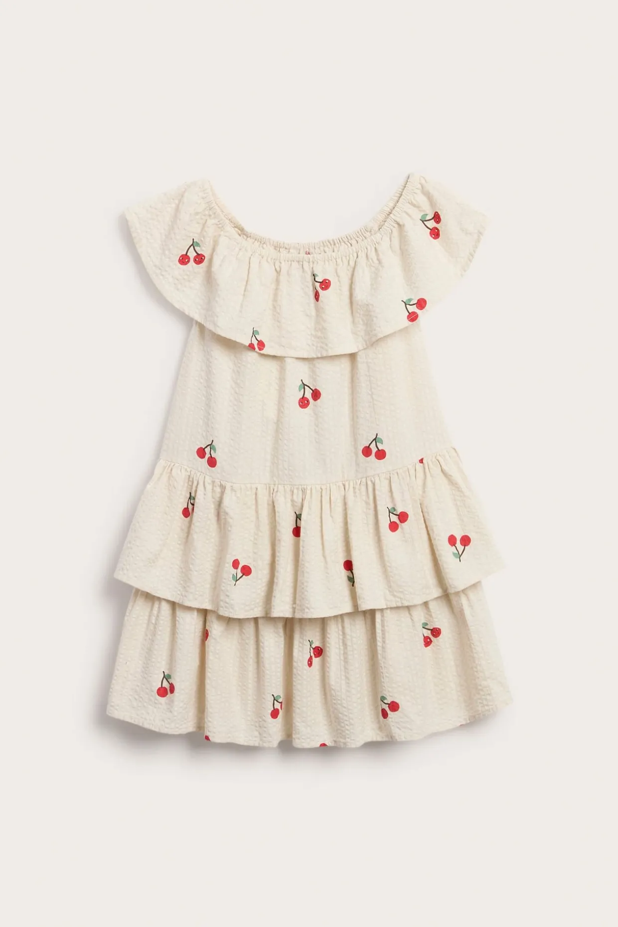 Lyhythihainen kirsikkakuvioinen mekko | Beige | Lapset | Kappahl