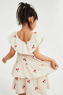 Lyhythihainen kirsikkakuvioinen mekko | Beige | Lapset | Kappahl