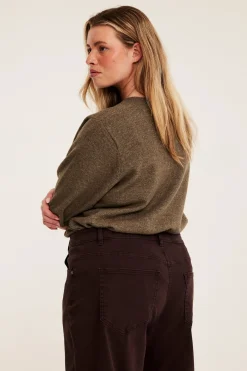 Lyhythihainen neulepusero | Meleerattu beige | Naiset | Kappahl