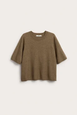 Lyhythihainen neulepusero | Meleerattu beige | Naiset | Kappahl