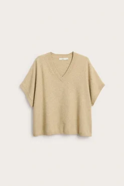 Lyhythihainen neulepusero | Meleerattu beige | Naiset | Kappahl