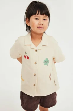 Lyhythihainen paita, jossa brodeeraus | Beige | Lapset | Kappahl