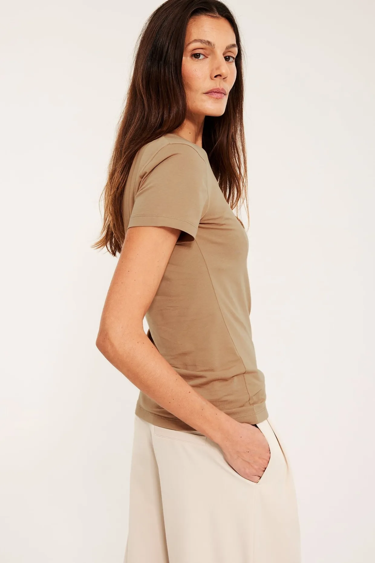 Lyhythihainen peruspaita | Beige | Naiset | Kappahl