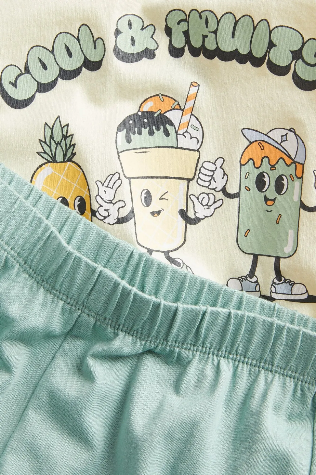Lyhythihainen puuvillapyjama | Vaaleankeltainen | Lapset | Kappahl