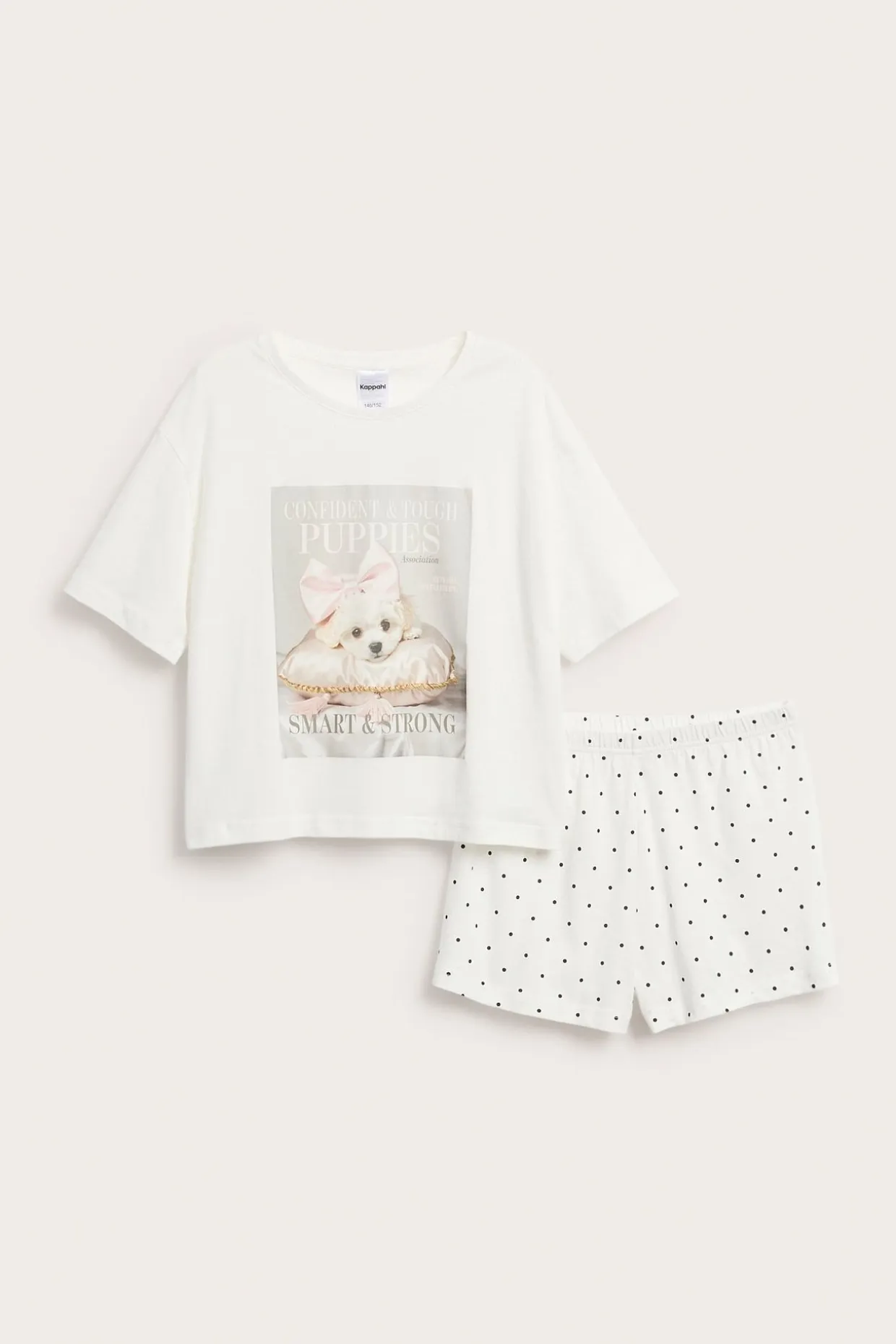 Lyhythihainen puuvillapyjama | Luonnonvalkoinen | Lapset | Kappahl