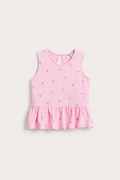 Mansikkakuvioitu aaltoileva peplum-paita | Vaaleanpunainen | Lapset | Kappahl