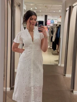 Mekko, jossa on englantilaista kirjontaa | Valkoinen | Naiset | Kappahl