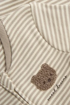 Nallekarhuaiheinen raidallinen pyjama | Beige | Vauvat | Newbie