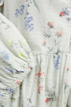 Newbie Womanin kukkakuvioinen puuvillamekko | Vaaleanvihreä | Lapset | Newbie