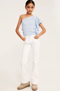 One-shoulder-paita, jossa röyhelö | Sininen | Lapset | Kappahl