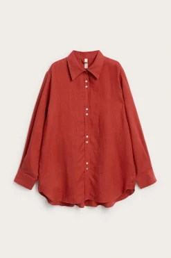 Oversized-mallinen pellavapaita | Punainen | Naiset | Kappahl