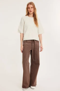 Oversize-mallinen neulottu t-paita | Vaaleanbeige | Naiset | Kappahl