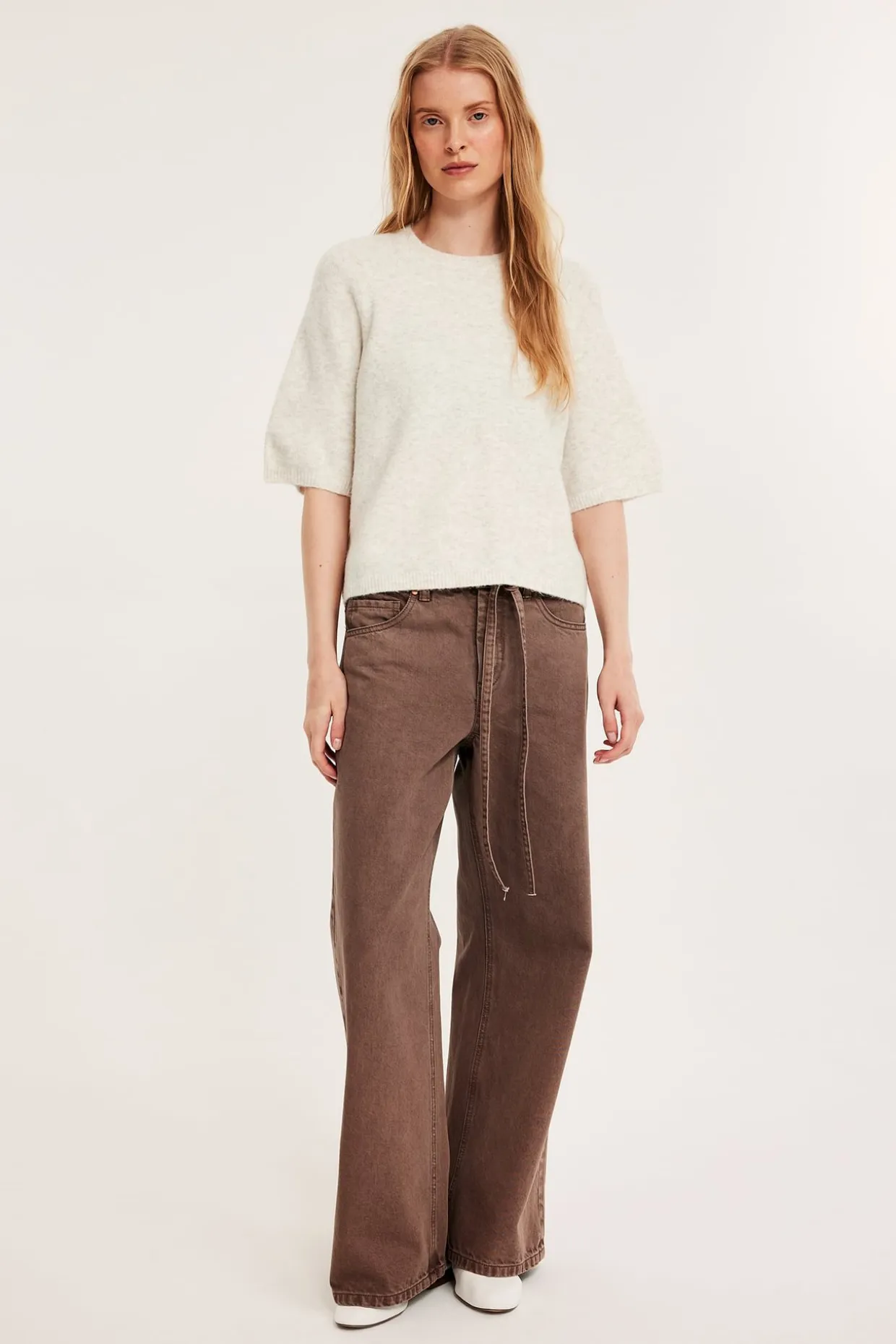 Oversize-mallinen neulottu t-paita | Vaaleanbeige | Naiset | Kappahl