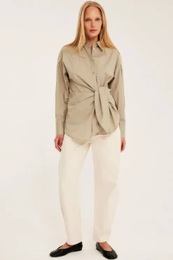 Paita, jossa solmittava nauha | Beige | Naiset | Kappahl