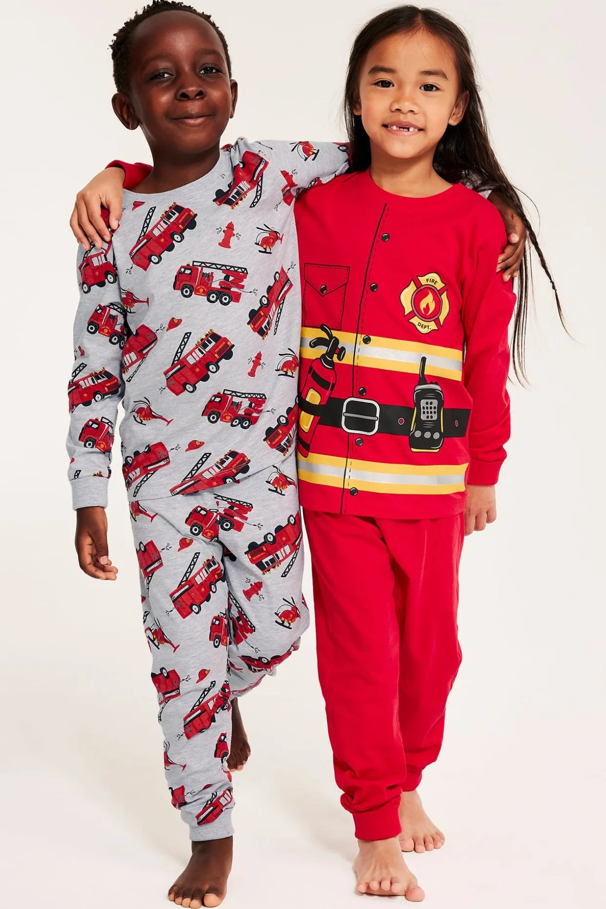 Palopelastaja-kuvioitu pyjama, 2 kpl:n pakkaus | Punainen | Lapset | Kappahl