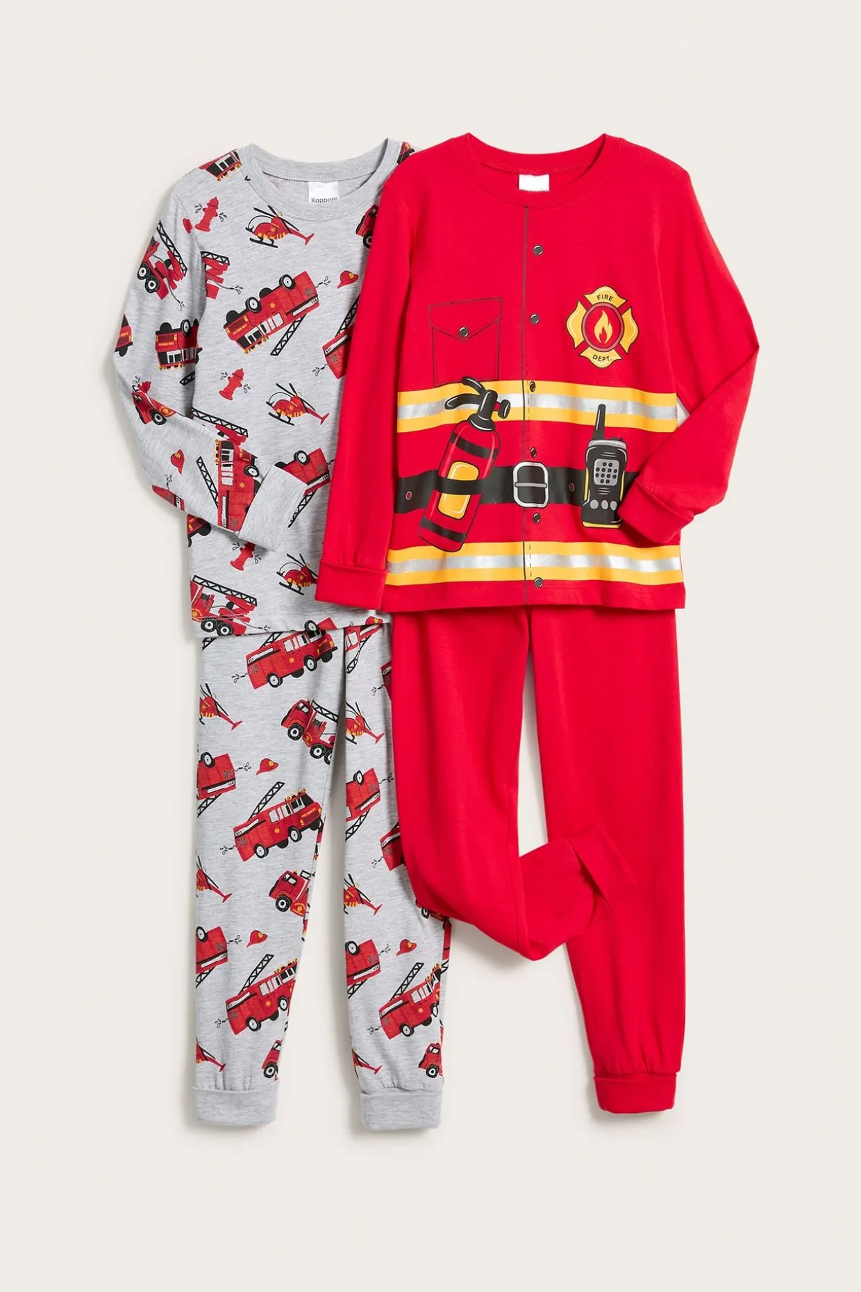 Palopelastaja-kuvioitu pyjama, 2 kpl:n pakkaus | Punainen | Lapset | Kappahl