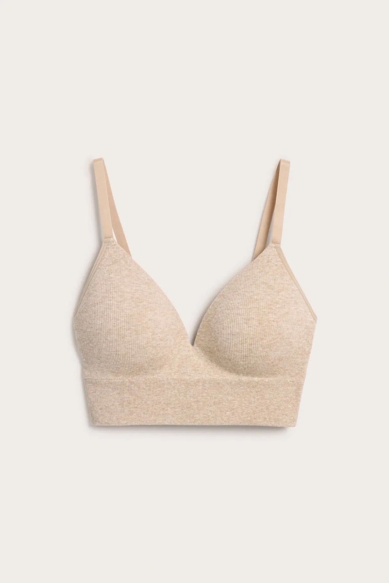 Pehmeät ribatut saumattomat rintaliivit | Meleerattu beige | Naiset | Kappahl