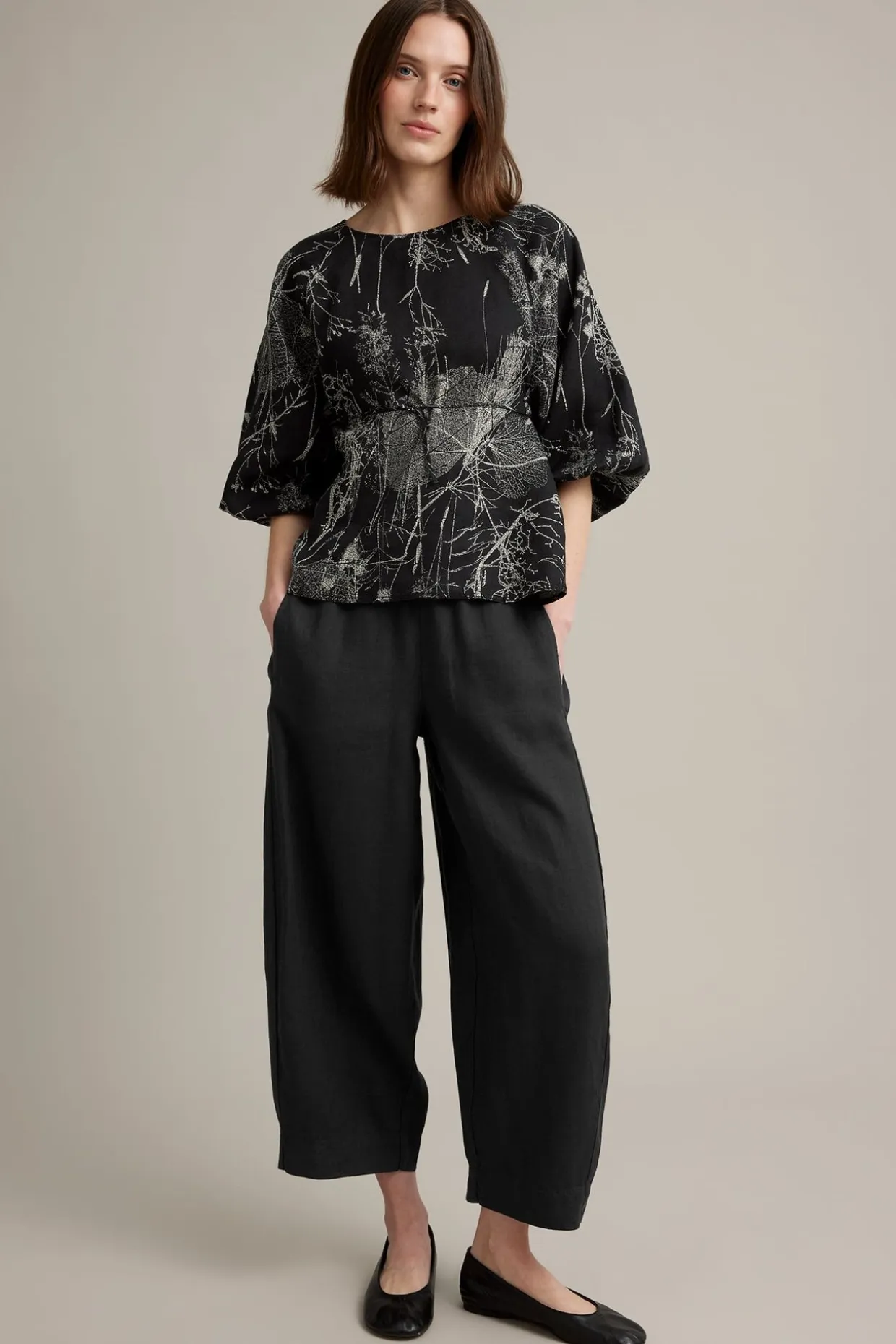 Pellavahousut barrel fit | Musta | Naiset | Kappahl