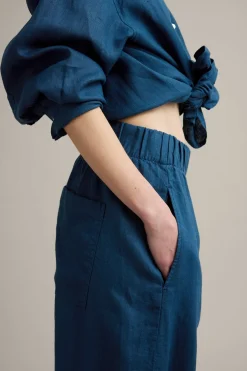 Pellavahousut barrel fit | Sininen | Naiset | Kappahl