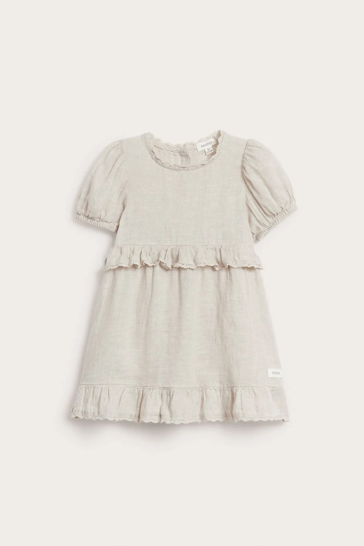 Pellavamekko, jossa röyhelöt | Vaaleanbeige | Vauvat | Newbie