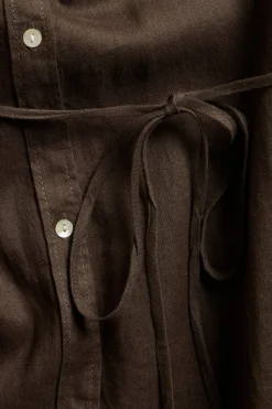 Pellavapaitamekko | Tummanruskea | Naiset | Kappahl