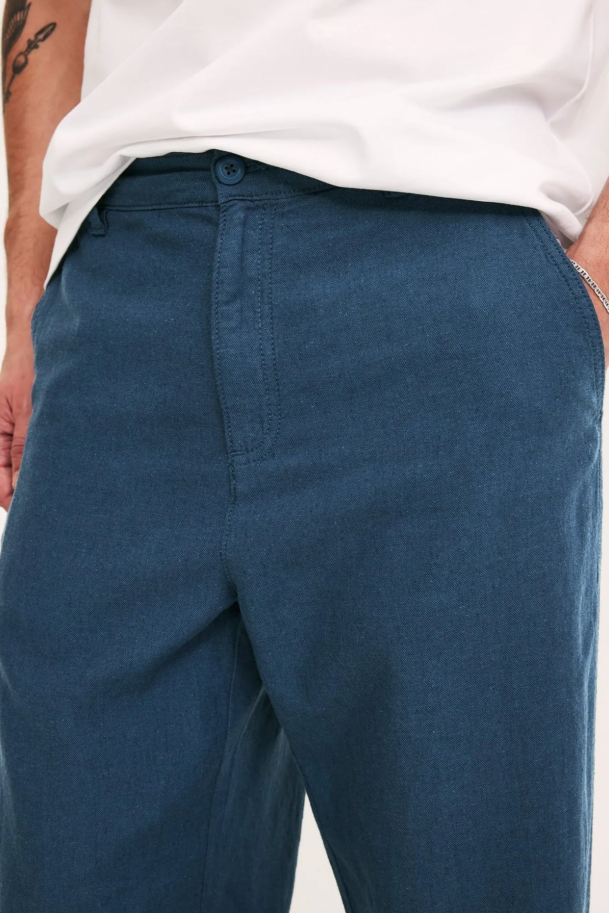 Pellavasekoitehousut regular fit | Sininen | Miehet | Kappahl