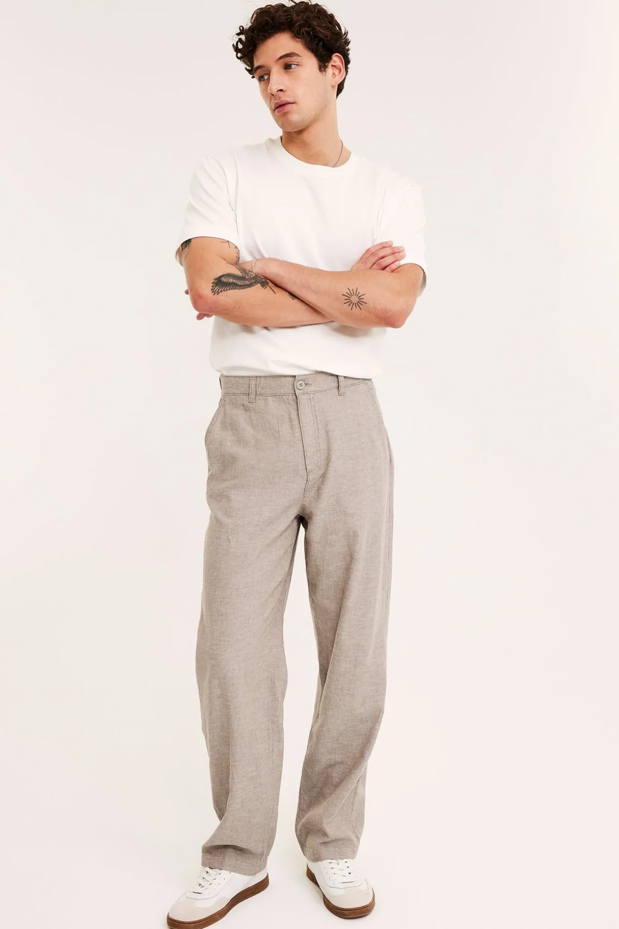 Pellavasekoitehousut regular fit | Vaaleanruskea | Miehet | Kappahl