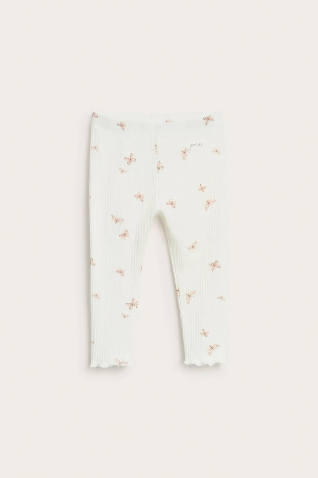 Perhoskuvioiset ribbileggingsit | Luonnonvalkoinen | Vauvat | Newbie