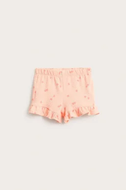 Persikkakuvioiset shortsit röyhelöreunalla | Koralli | Lapset | Kappahl
