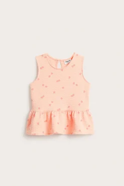 Persikkakuvioitu aaltoileva peplum-paita | Koralli | Lapset | Kappahl