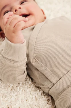 Pidennettävissä oleva ribattu body | Beige | Vauvat | Kappahl