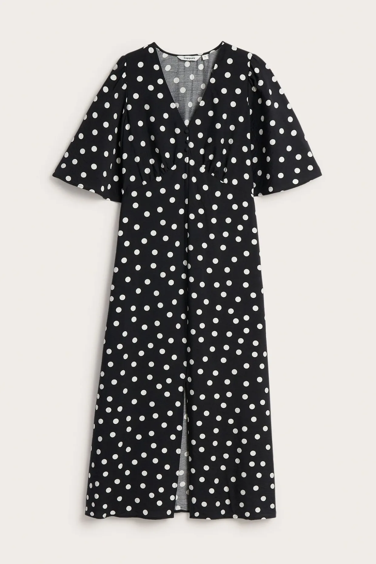 Pistekuvioinen napillinen mekko | Musta | Naiset | Kappahl