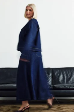 Pitkä farkkuhame | Tumma denim | Naiset | Kappahl