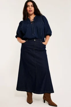 Pitkä farkkuhame | Tumma denim | Naiset | Kappahl